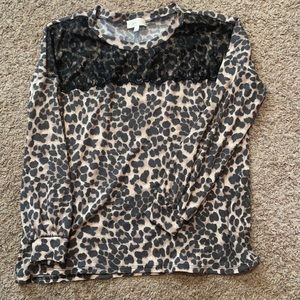 Cheetah and black lace blouse , NEVER WORN